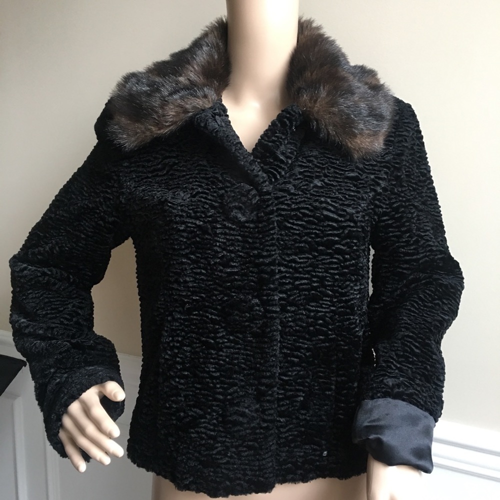 Black Rivet Faux fur collar jacket/coat/blazer